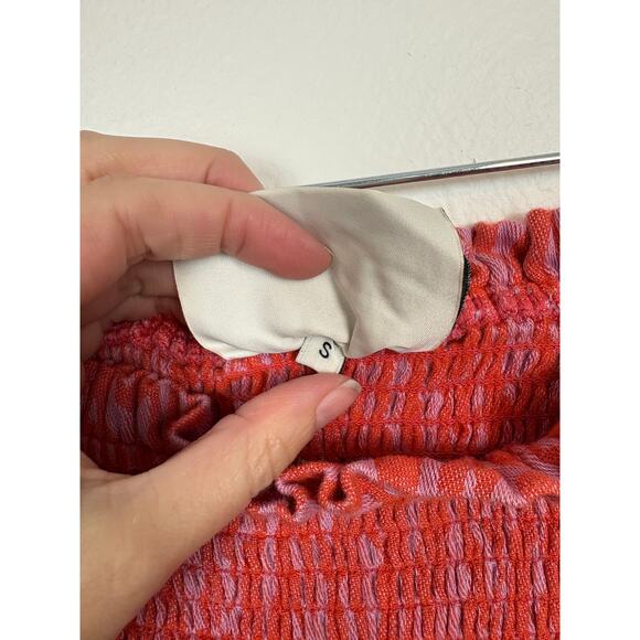 Summer Copenhagen Tullio Printed Smocked Ruffle Detail Cotton Maxi Skirt Small - Picture 2 of 6